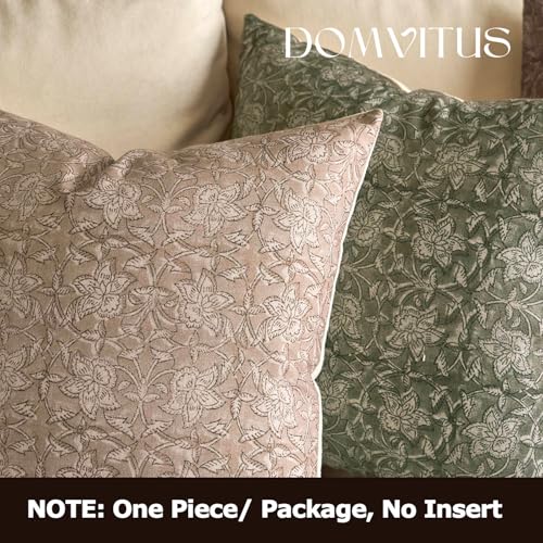 DOMVITUS Floral Pillow Covers 18x18 Throw Pillow Covers Block Print Vintage Decorative Neutral Pillow Cover for Couch Bed Living Room Light Camel 1PC - Image 5
