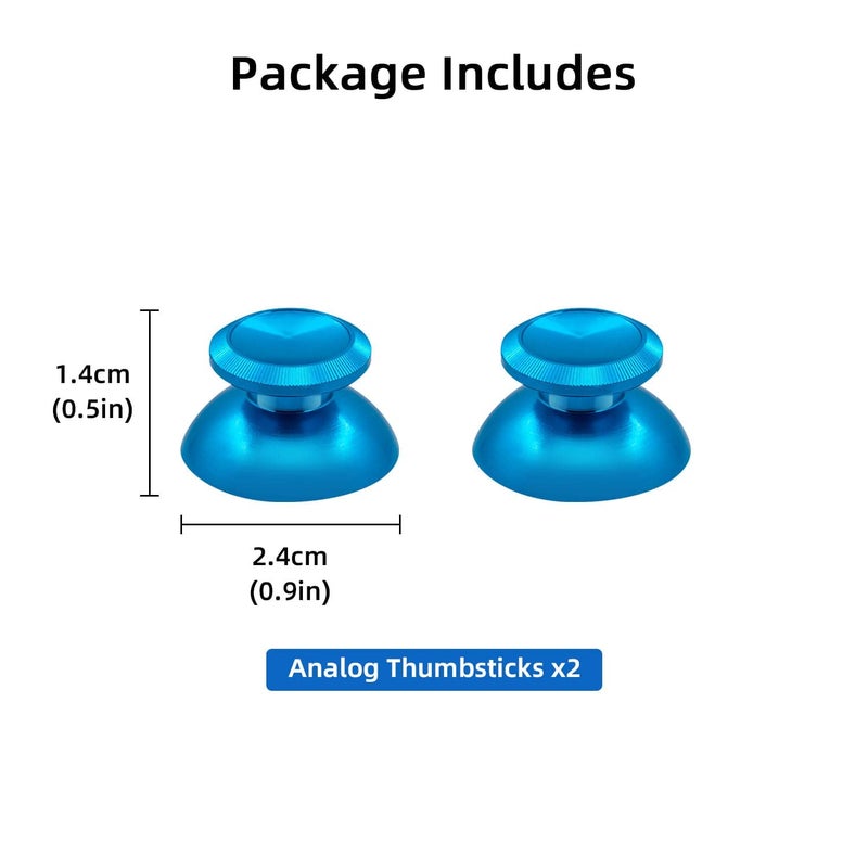 Mcbazel Gam3Gear Thumbsticks Analog Bullet Button Aluminum Custom Metal Replacement Joystick Thumb Sticks Buttons Hats Spare Parts Accessories for Playstation 4 PS4 DualShock 4 Modded Controllers Light Blue - Image 5
