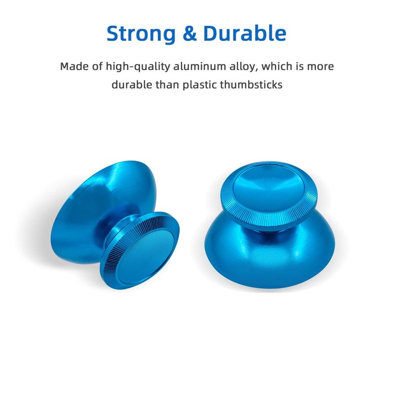 Mcbazel Gam3Gear Thumbsticks Analog Bullet Button Aluminum Custom Metal Replacement Joystick Thumb Sticks Buttons Hats Spare Parts Accessories for Playstation 4 PS4 DualShock 4 Modded Controllers Light Blue - Image 3