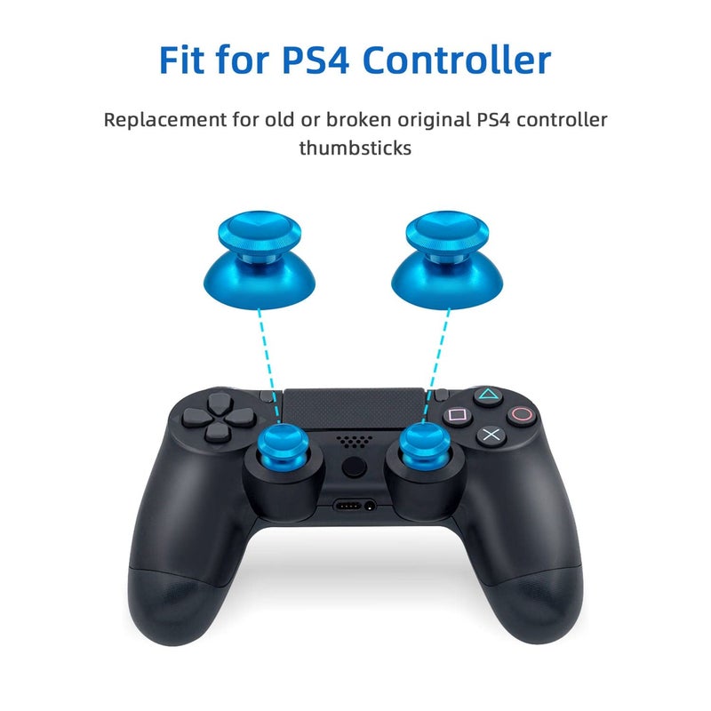 Mcbazel Gam3Gear Thumbsticks Analog Bullet Button Aluminum Custom Metal Replacement Joystick Thumb Sticks Buttons Hats Spare Parts Accessories for Playstation 4 PS4 DualShock 4 Modded Controllers Light Blue - Image 2