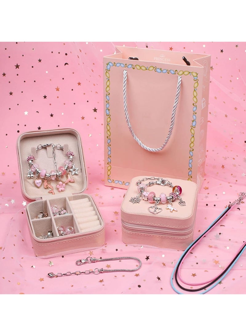 Girls Bracelet Making Kit, 68 Pieces Beaded Bracelet Kit with Box, DIY Crafts Beading, Gift for Adults and Kids, Gift for Girls Aged 5-13 (Pink) - Image 2