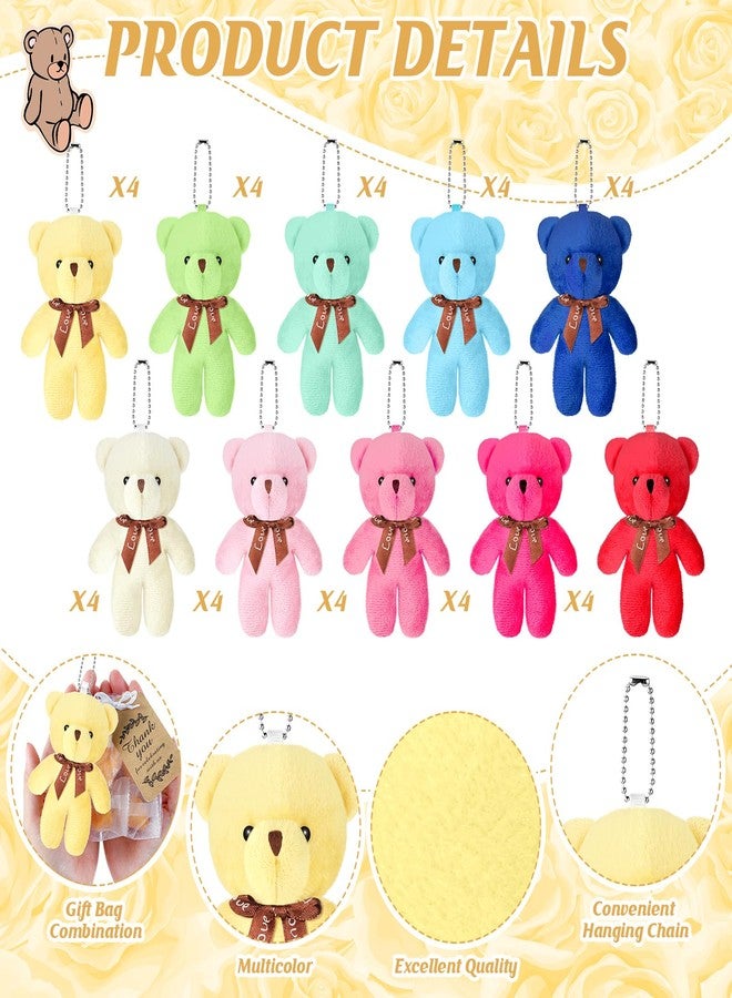 Fumete 40 Sets Baby Shower Bears Toy 4.7 Inch Tiny Bears Bulk Stuffed Animals Bear Tiny Keychain Hanging Ornaments with Thank You Tag Bag for Wedding Baby Shower Party Favors(Bright Colors) - Image 3