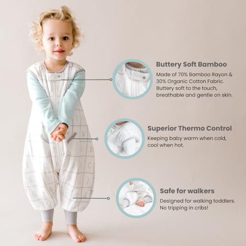 Tealbee Dreamsuit Toddler Sleep Sack with Feet – Walker Sleep Bag with Legs, Rayon made from Bamboo, All Season 1.2 TOG, 2-Way Zipper, 2T-3T - Alphabet - Image 2