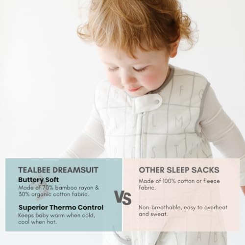 Tealbee Dreamsuit Toddler Sleep Sack with Feet – Walker Sleep Bag with Legs, Rayon made from Bamboo, All Season 1.2 TOG, 2-Way Zipper, 2T-3T - Alphabet - Image 3