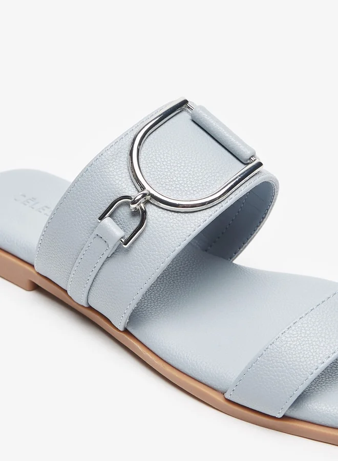 سيليست Women's Metal Accent Slip-On Flat Sandals
