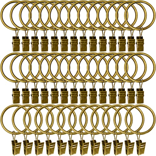 LLPJS 40 Pack Metal Curtain Rings with Clips Drapery Clips with Rings Curtain Rod Clips Hooks Decorative Windows Hanging Curtain Hangers 15 Inch Interior Diameter Bronze
