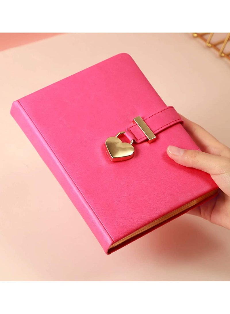 Heart-Shaped Lock Diary with Key, Leather Journal Diary with Lock for Girls, B6 Cute Locking Journals for Kids, Made of Animal-Friendly Leather, 5.3 x 7 Inch - Image 3