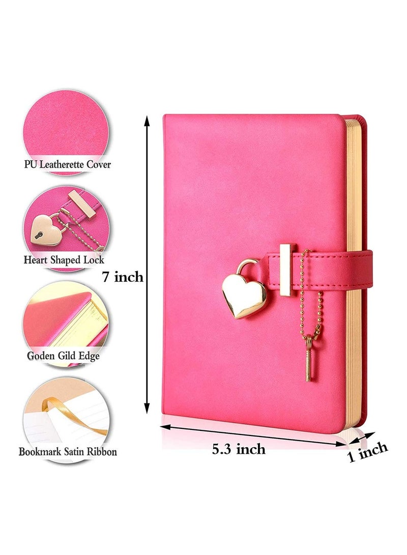 Heart-Shaped Lock Diary with Key, Leather Journal Diary with Lock for Girls, B6 Cute Locking Journals for Kids, Made of Animal-Friendly Leather, 5.3 x 7 Inch - Image 2