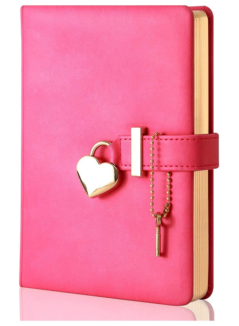 Heart-Shaped Lock Diary with Key, Leather Journal Diary with Lock for Girls, B6 Cute Locking Journals for Kids, Made of Animal-Friendly Leather, 5.3 x 7 Inch - Image 1