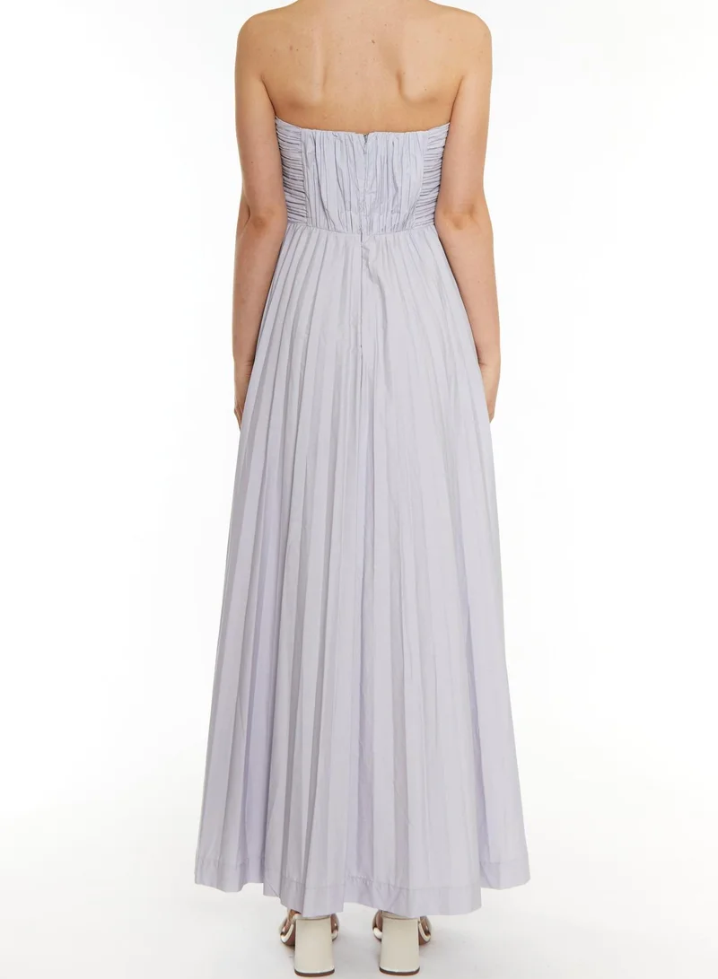 ترو ديكادينس Gracie Icy Lilac Grey Pleated Twist Front Maxi Dress