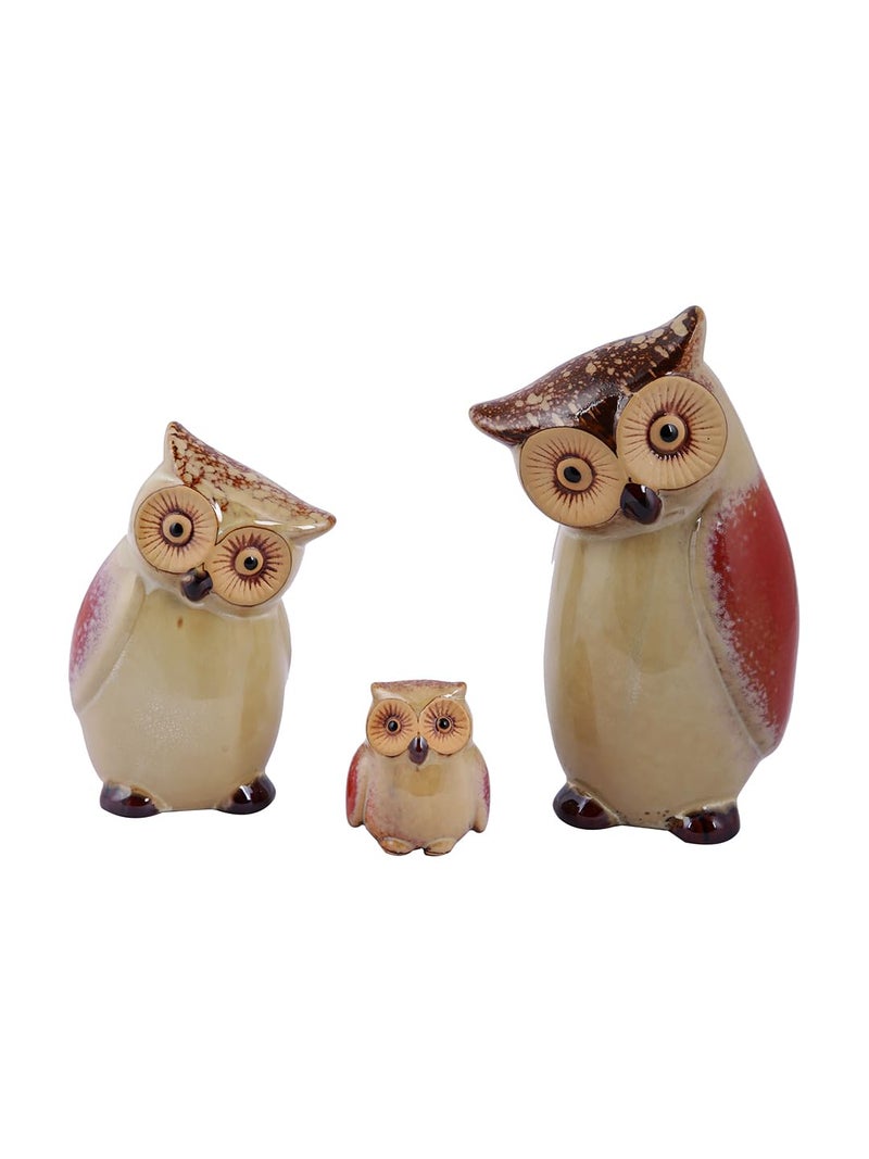 TAYHAA Decorative Items for Home Elegant Look Owl Shape Ceramic Showpiece Decoration Items for Home Garden Living Room Home Dcor Set of 3 - Image 3