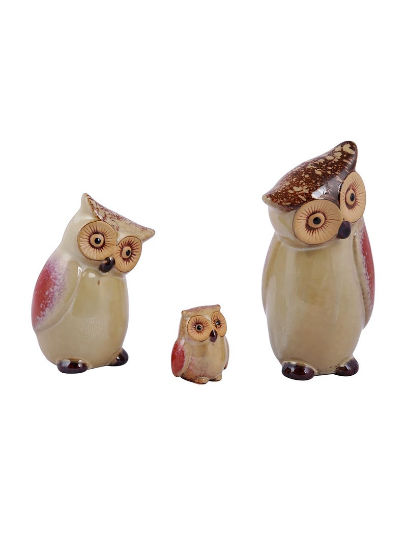 TAYHAA Decorative Items for Home Elegant Look Owl Shape Ceramic Showpiece Decoration Items for Home Garden Living Room Home Dcor Set of 3 - Image 4