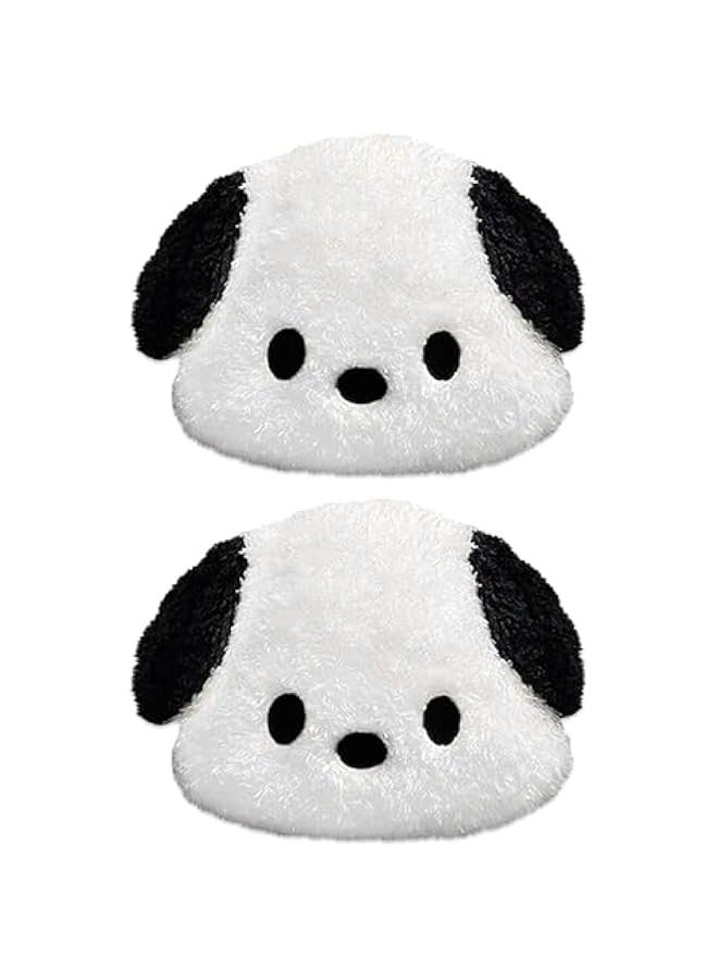 Roffatide Anime Pochacco White Black Dog Car Neck Pillow 2 Pcs Plush Auto Head Neck Rest Cushion for Chairs, Driving Seats Recliners  - Image 1