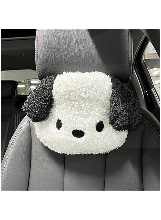 Roffatide Anime Pochacco White Black Dog Car Neck Pillow 2 Pcs Plush Auto Head Neck Rest Cushion for Chairs, Driving Seats Recliners  - Image 3