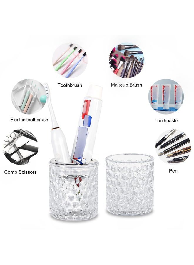 Fvstar 2pcs Toothbrush Holders for Bathrooms,Glass Toothbrush Holder and Bathroom Tumbler Set,Toothbrush and Toothpaste Holder with Divider,Bathroom Toothbrush Cup Holder (Clear and Silver) - Image 5