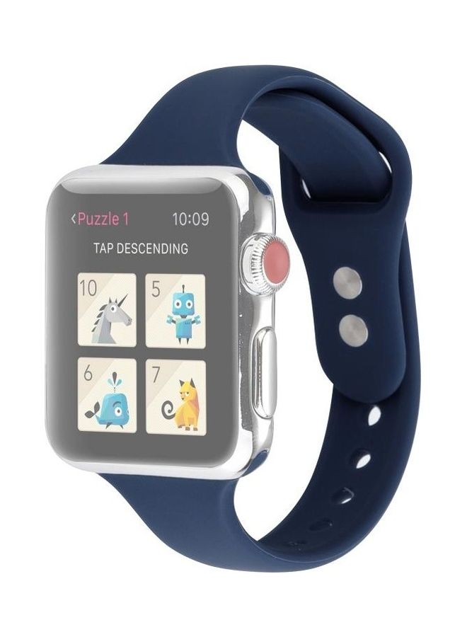 NIBEMINENT Double Buckle Replacement Wrist Strap For Apple Watch 5/4 44mm And 3/2/1 42mm Midnight Blue - Image 1