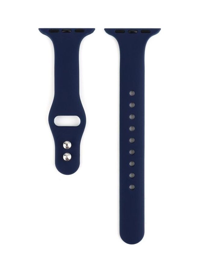 NIBEMINENT Double Buckle Replacement Wrist Strap For Apple Watch 5/4 44mm And 3/2/1 42mm Midnight Blue - Image 2
