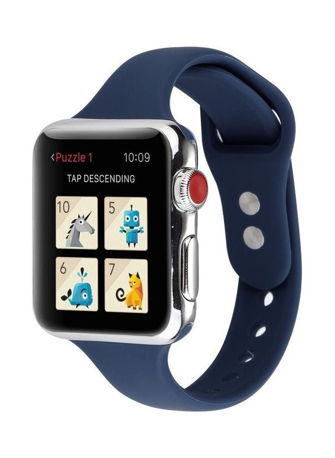 NIBEMINENT Double Buckle Replacement Wrist Strap For Apple Watch 5/4 44mm And 3/2/1 42mm Midnight Blue - Image 3