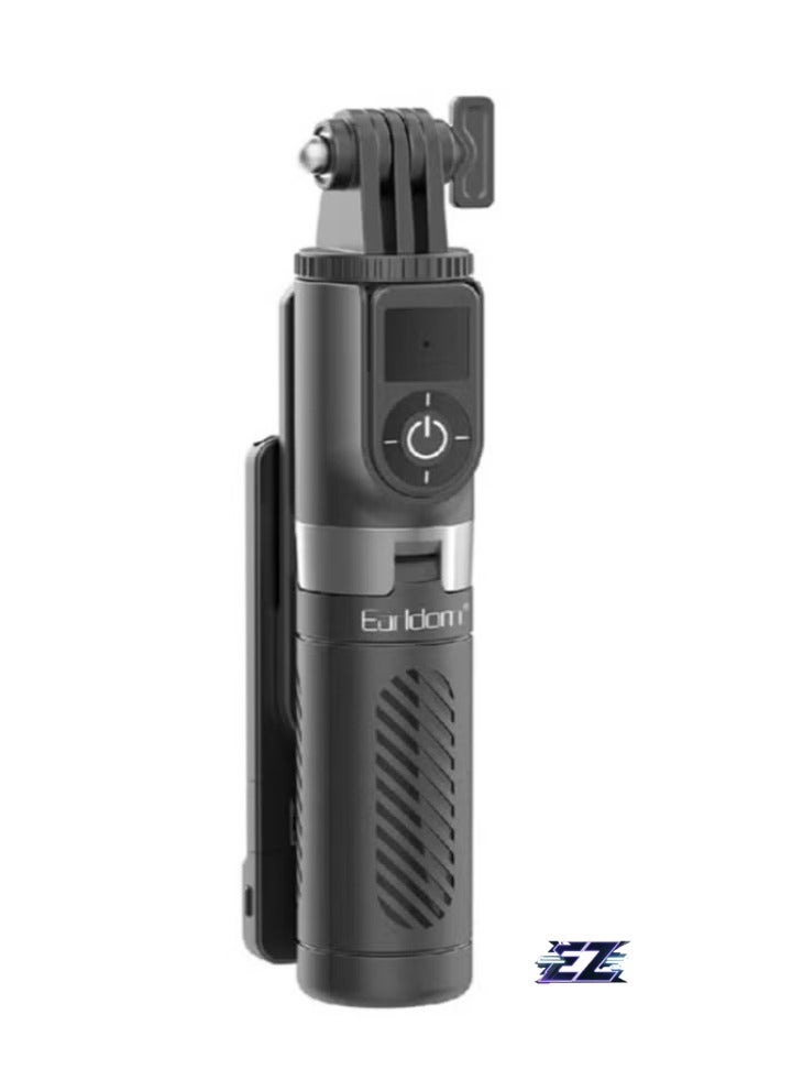 ELTRAZONE Bluetooth Remote Control Monopod Selfie Stick & Mini Tripod with Fill Light – Perfect for Live Broadcasting, Vlogging, and Photography, Black - Image 1
