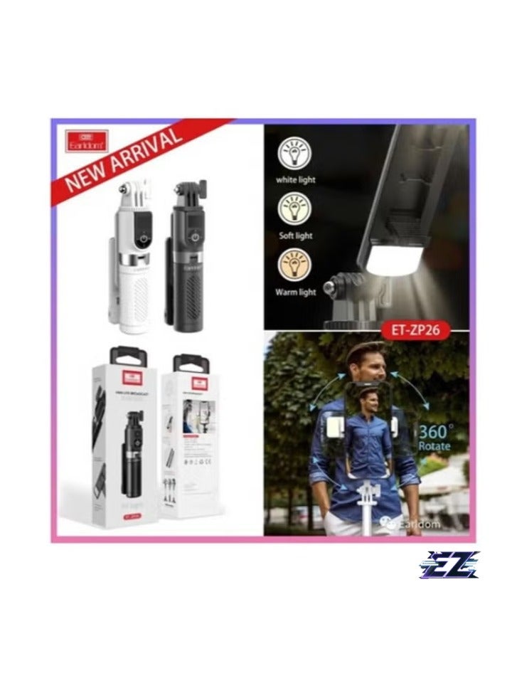 ELTRAZONE Bluetooth Remote Control Monopod Selfie Stick & Mini Tripod with Fill Light – Perfect for Live Broadcasting, Vlogging, and Photography, Black - Image 3