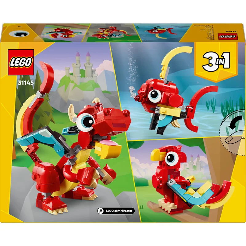 ليغو مجموعة لعبة الحيوانات 3 في 1 التنين الأحمر 31145 من LEGO® Creator