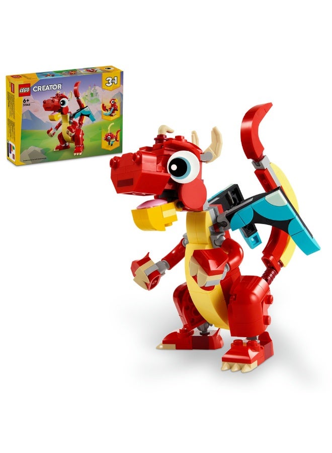 LEGO Creator 3in1 Red Dragon Toy with Animal Figures 31145 (Age 6+, 149 Pieces) - Image 1