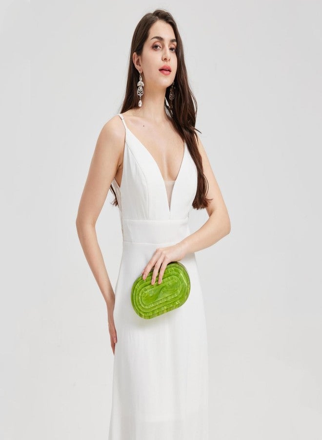 GSYPS Acrylic Clutch Purse Marbled Evening Handags Elegant Shoulder Bag for Wedding Cocktail Party Prom Green - Image 3