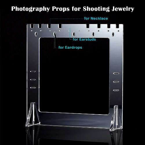 RENIAN Jewelry Photography Props Board Acrylic Frame Tabletop Stand for Studio Shooting Necklaces, Stud Earrings and Earrings Drop Dangle Display Holder - Image 2