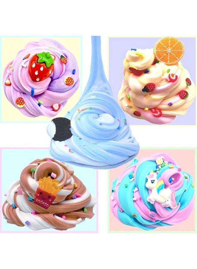 مجموعة سلايم الزبدة (10 قطع) مع زينة آيس كريم الفاكهة وقوالب الحلوى، غير لاصقة وآمنة للغاية، لعبة لتخفيف التوتر، هدايا حفلات ممتعة قابلة للتمدد، هدايا عيد ميلاد للأولاد والبنات - Image 5