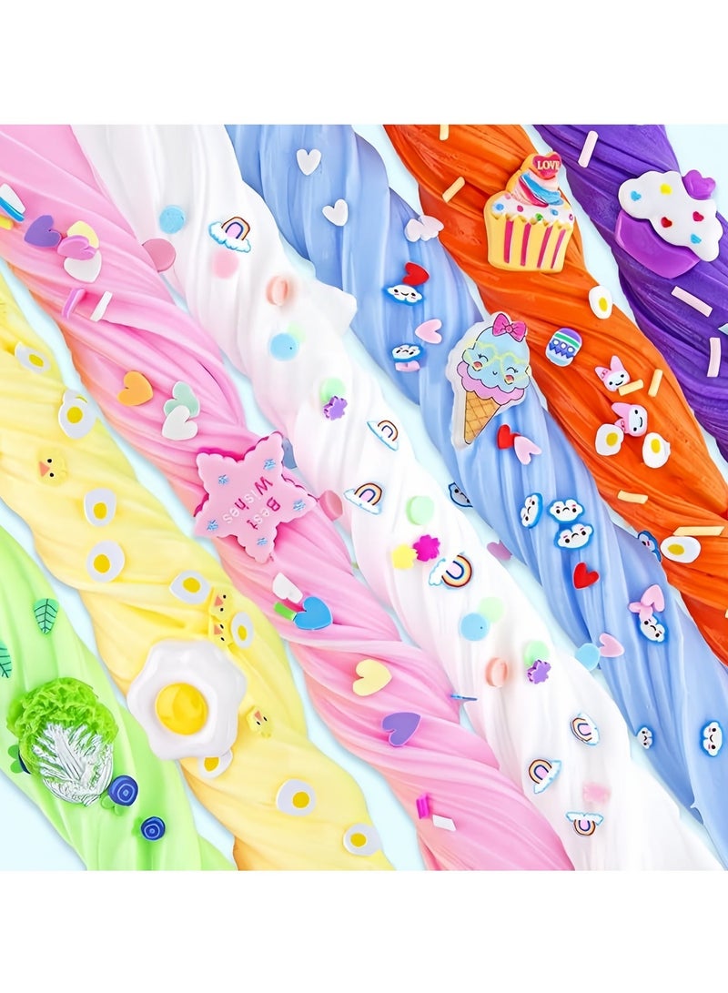 مجموعة سلايم الزبدة (10 قطع) مع زينة آيس كريم الفاكهة وقوالب الحلوى، غير لاصقة وآمنة للغاية، لعبة لتخفيف التوتر، هدايا حفلات ممتعة قابلة للتمدد، هدايا عيد ميلاد للأولاد والبنات - Image 3