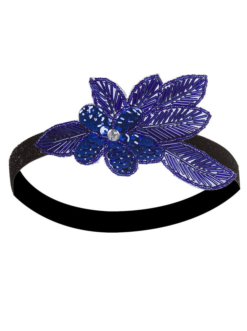 Vijiv Blue 20s Headpiece Vintage 1920s Flapper Headband Great Gatsby - Image 1