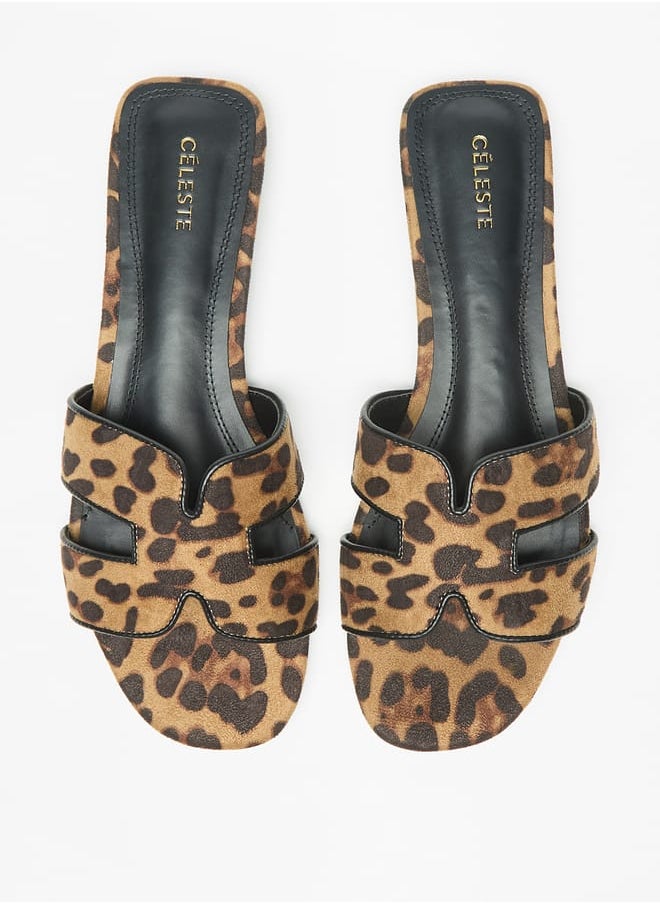Celeste Womens Animal Print Slide Sandals  - Image 2