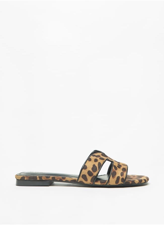 Celeste Womens Animal Print Slide Sandals  - Image 3