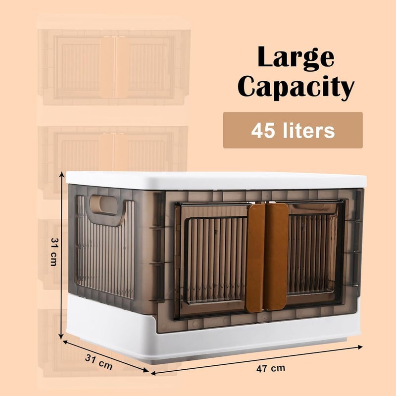 FINWARE Multipurpose Versatile Drawer Cabinet Storage Organizer Box Foldable Cupboard with Door Kids Wardrobe Clothes Collapsible Racks for Home Office BedroomWHITE GREY DRAWERS Double Door 2XL - Image 2