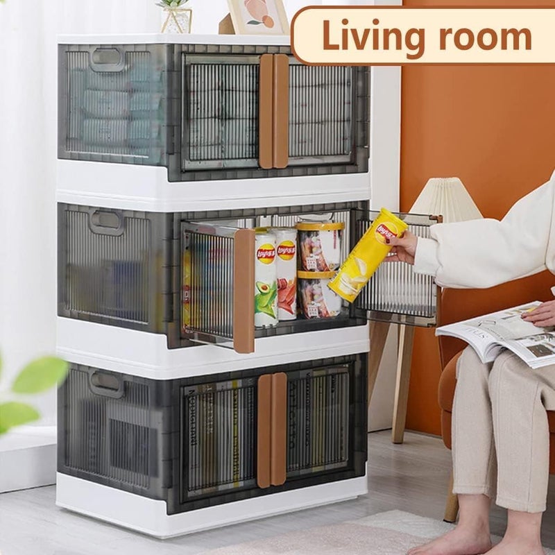 FINWARE Multipurpose Versatile Drawer Cabinet Storage Organizer Box Foldable Cupboard with Door Kids Wardrobe Clothes Collapsible Racks for Home Office BedroomWHITE GREY DRAWERS Double Door 2XL - Image 3