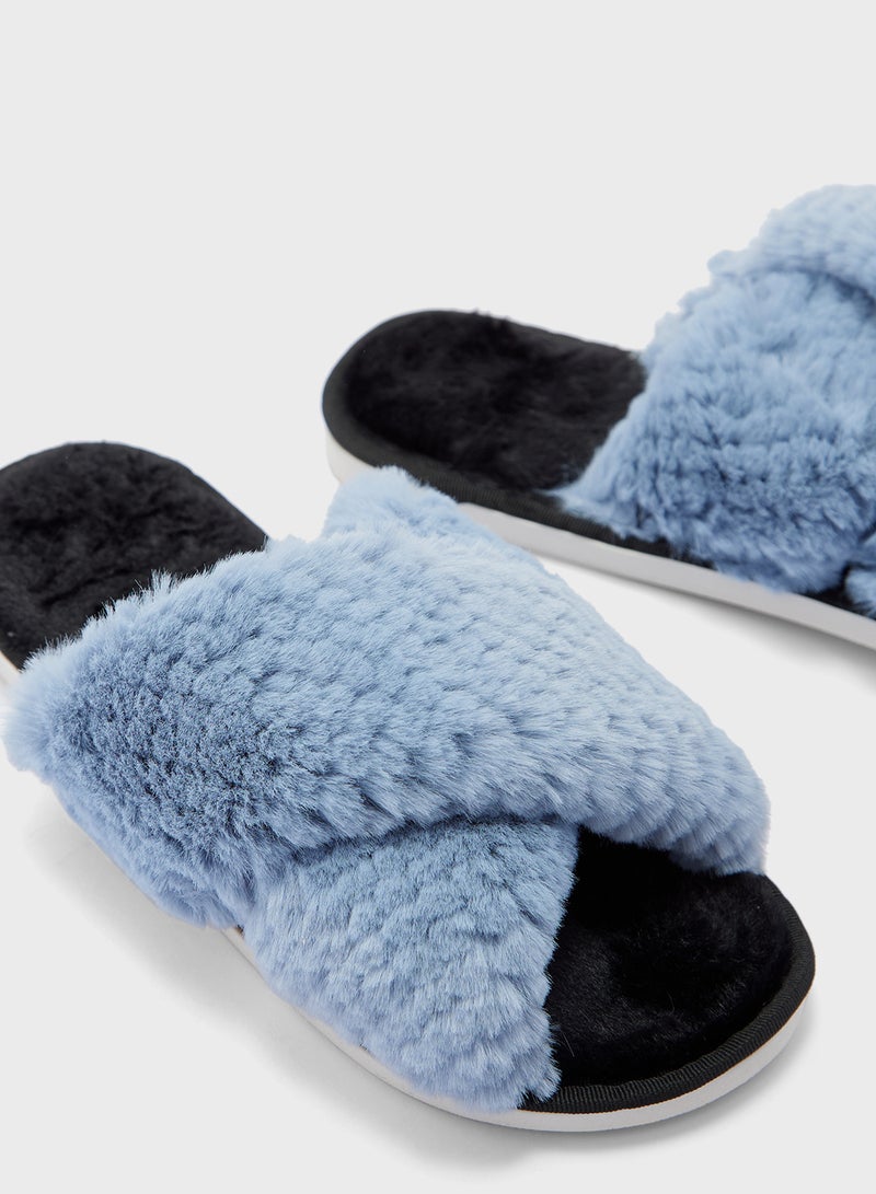 Ginger Furry Cross Over Bedroom Slippers  - Image 4