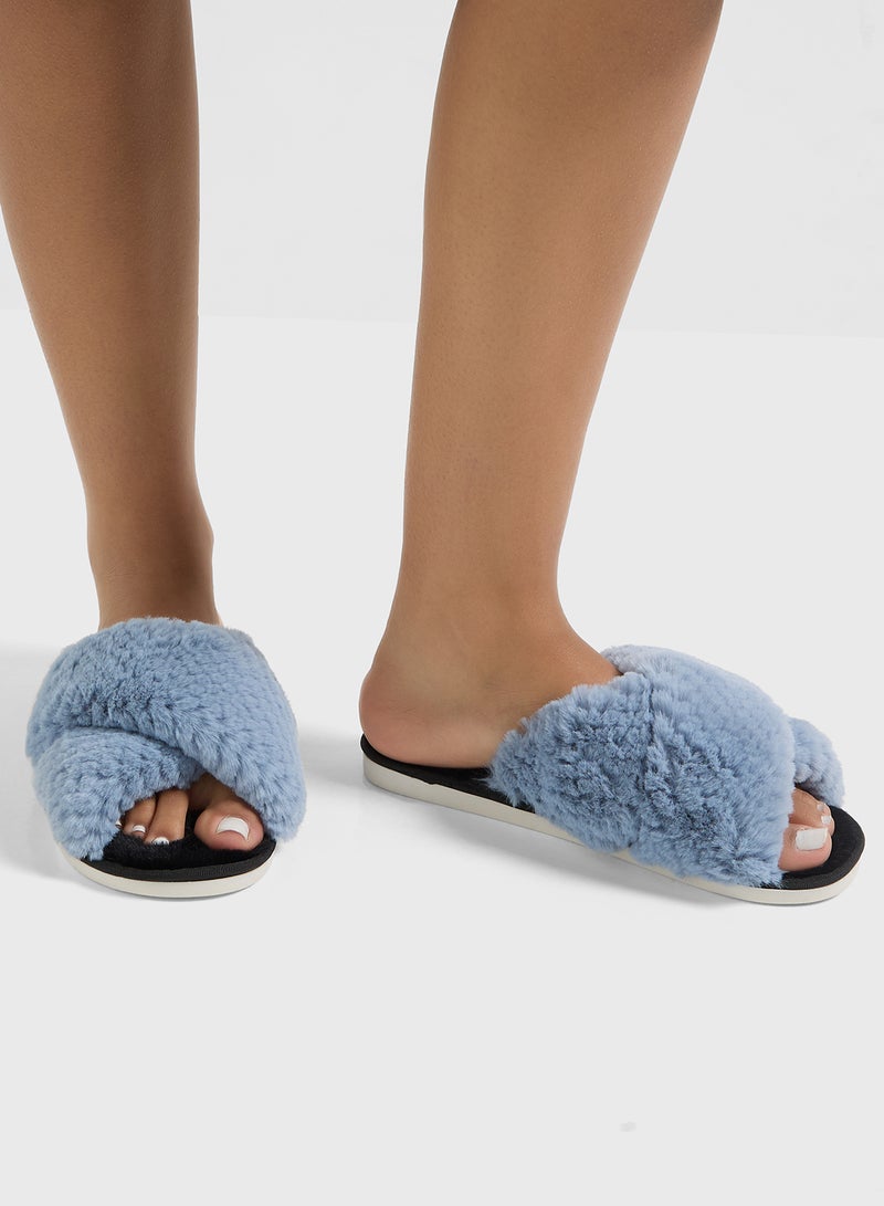 Ginger Furry Cross Over Bedroom Slippers  - Image 5