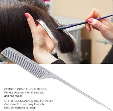 Filfeel Tail Comb Professional Hair Comb for Sectioning Backcombing and Intricate StylingSilver - Image 3