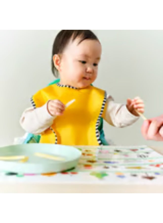 Stylish 2-piece baby bib set—waterproof and designed to catch food scraps (Green/Yellow). - Image 3