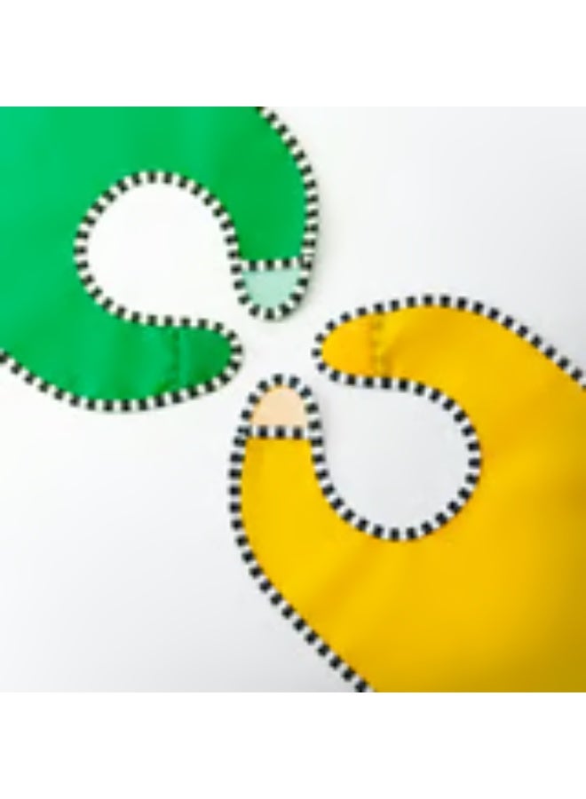 Stylish 2-piece baby bib set—waterproof and designed to catch food scraps (Green/Yellow). - Image 4