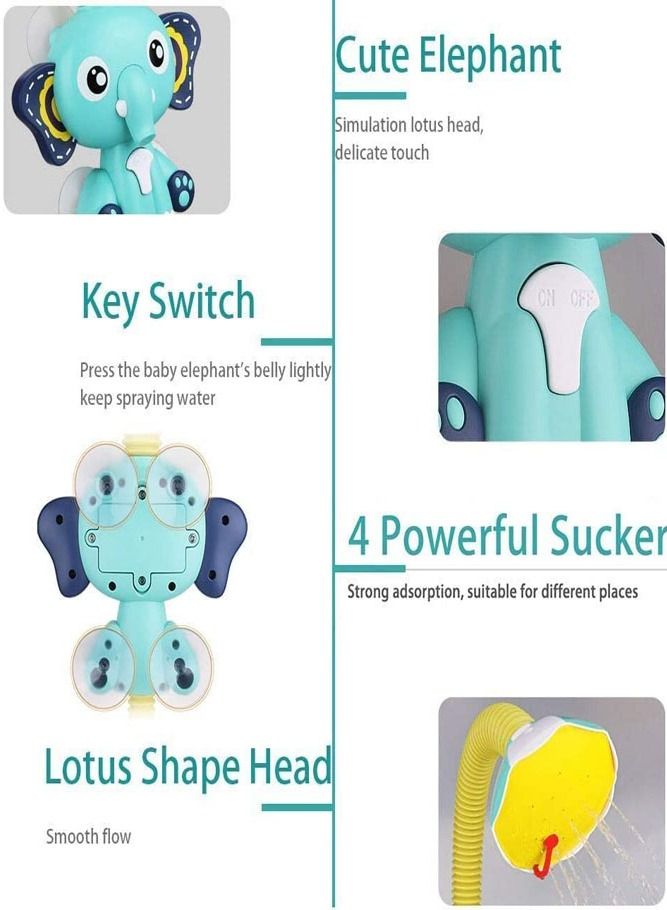 Y&D Fun Elephant Electric Shower Bath Toy with Adjustable Angle Hose and Large Water Output - Image 3