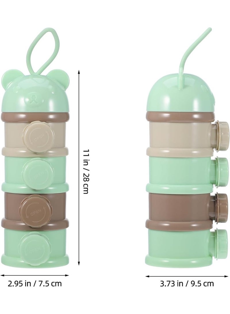 جونيس مُوزع حليب الأطفال 4 طبقات، صندوق ترتيب مسحوق الحليب للرضع القابل للتكديس، وعاء تخزين الطعام والوجبات الخفيفة، حاوية حليب للأطفال للسفر (أخضر فاتح) - Image 5