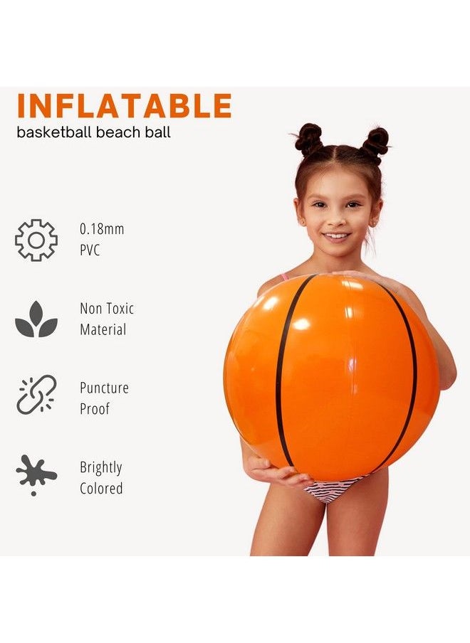 4E's Novelty Inflatable Basketball [12 Pack] Large 20" Basketball Beach Ball Bulk For Sports Themed Basketball Party Decorations & Favors Fun Beach Pool Games & Toys For Kids By 4E'S Novelty  - Image 3