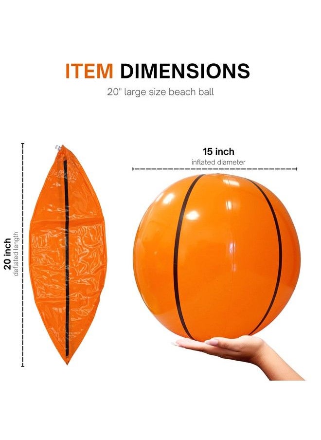 4E's Novelty Inflatable Basketball [12 Pack] Large 20" Basketball Beach Ball Bulk For Sports Themed Basketball Party Decorations & Favors Fun Beach Pool Games & Toys For Kids By 4E'S Novelty  - Image 4