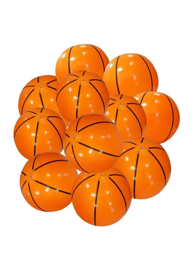 4E's Novelty Inflatable Basketball [12 Pack] Large 20" Basketball Beach Ball Bulk For Sports Themed Basketball Party Decorations & Favors Fun Beach Pool Games & Toys For Kids By 4E'S Novelty  - Image 1