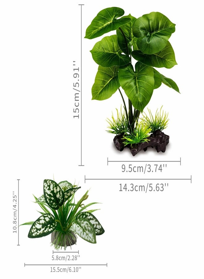 Moonorange Reptile Artificial Plants, Terrarium Plants Decorations Supplies, Aquarium Fish Tank Plant, Amphibian Habitat Hideout Tank Accessories(S Set-4pcs/A) - Image 2