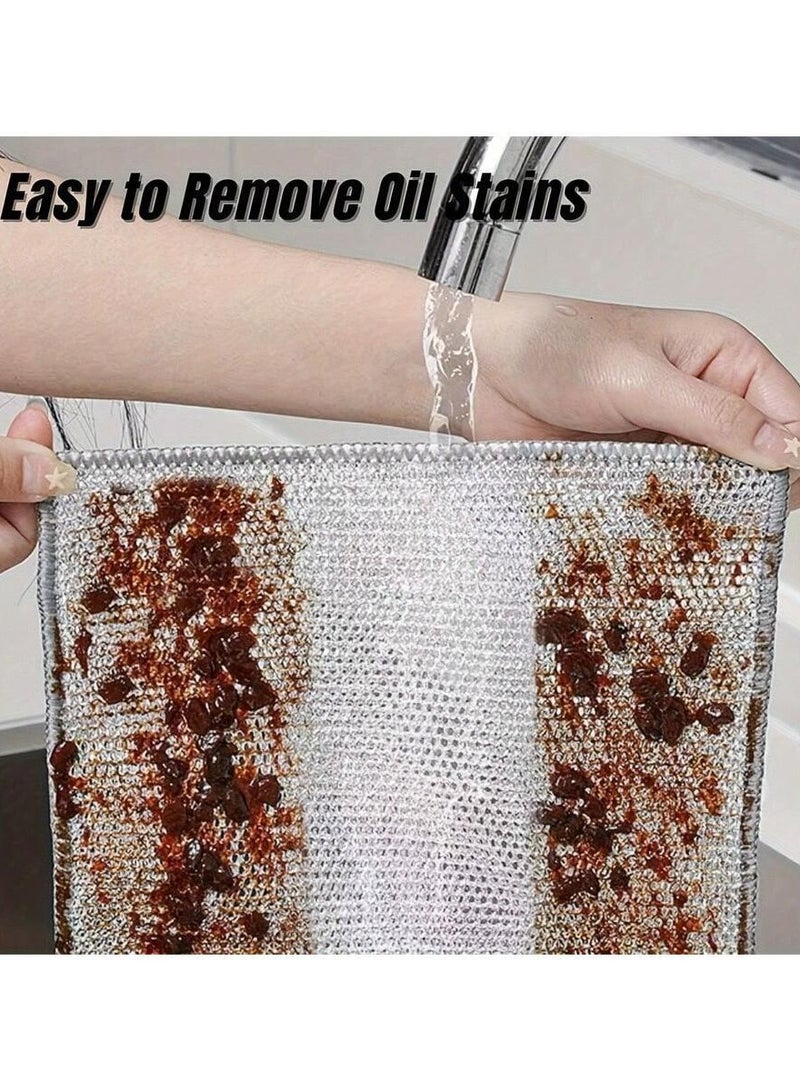 "5-Piece Non-Scratch Wire Dishcloths – Multi-Purpose, Wet & Dry Dishwashing, Easy to Rinse & Reusable, Wire Cleaning Cloths for Kitchen Sinks, Pots & Pans – Scouring Pad Alternative" - Image 3