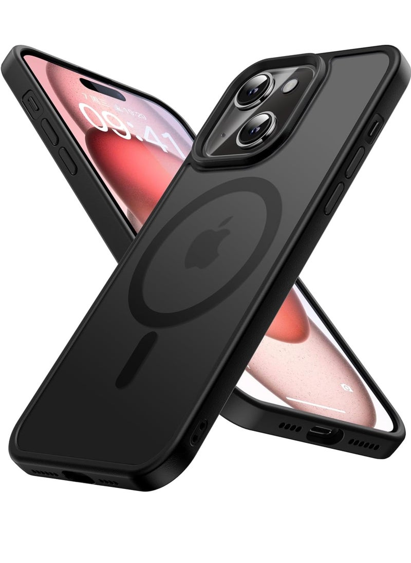 YoYoTech Matte Finish Magnetic for iPhone 15 Plus Case [Compatible with MagSafe] [14 FT Drop Protection] Shock-Proof Matte Translucent Back Ultra Slim Protection Cover-Black  - Image 5