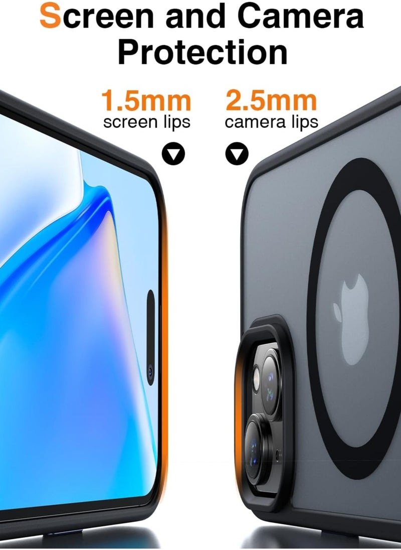 YoYoTech Matte Finish Magnetic for iPhone 15 Plus Case [Compatible with MagSafe] [14 FT Drop Protection] Shock-Proof Matte Translucent Back Ultra Slim Protection Cover-Black  - Image 3