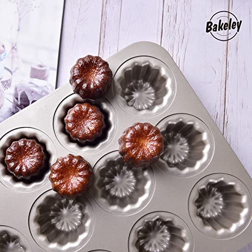 Bakeley 12 Canele Mold Cake Pan Non-Stick Canele Muffin Bakeware Cupcake Pan for Oven Baking (Champagne Gold) - Image 4